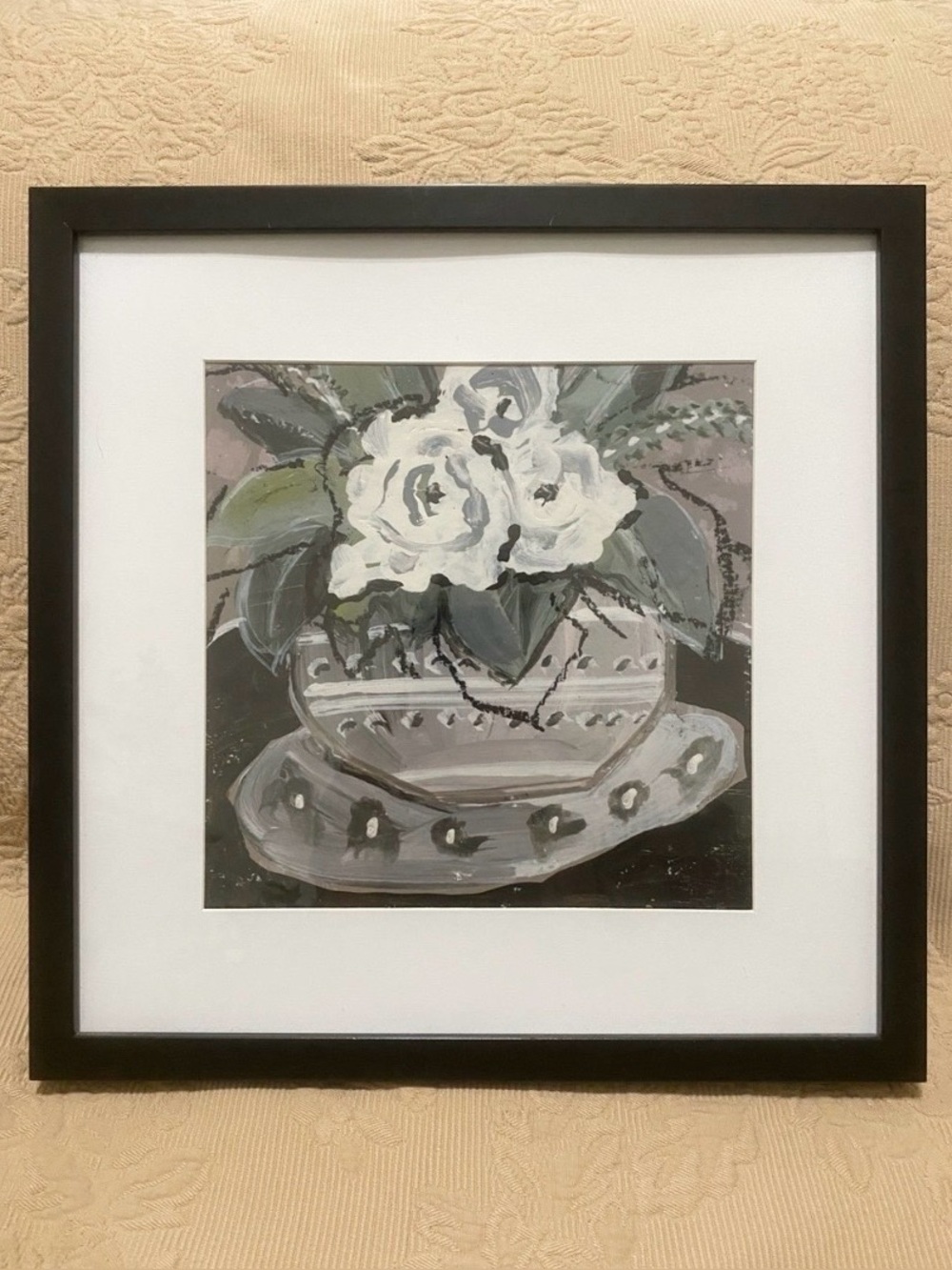 Hobby Lobby Floral Still Life Art Print in White, Gray, Green